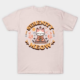 Serenity Meow Zen Cat in Floral Kimono Meditating T-Shirt